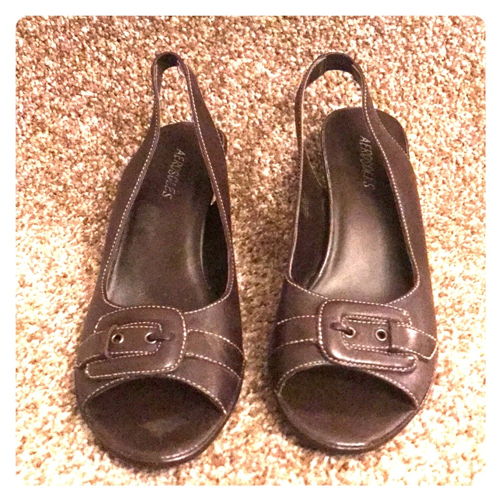 Brown sling backs